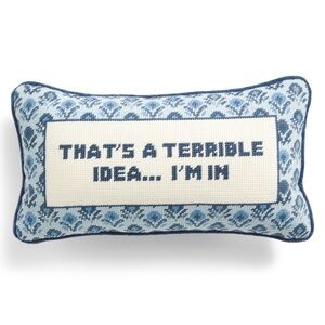 cupcakes & cashmere Blue and White Decorative Pillow